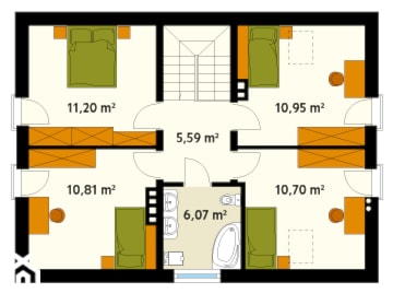 Aranżacje wnętrz - Domy: Projekt domu Ibis - rzut poddasza - DOMY w Stylu Projekty domów. Przeglądaj, dodawaj i zapisuj najlepsze zdjęcia, pomysły i inspiracje designerskie. W bazie mamy już prawie milion fotografii!