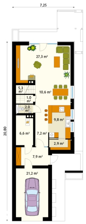 Ametyst - rzut parteru - zdjęcie od DOMY w Stylu Projekty domów