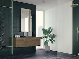Urban Colours - Średnia z lustrem z marmurową podłogą z punktowym oświetleniem łazienka z oknem, styl nowoczesny - zdjęcie od Ceramika Paradyż