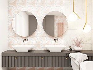 #AKCJAINSPIRACJA - Mała bez okna z lustrem z dwoma umywalkami łazienka, styl nowoczesny - zdjęcie od Ceramika Paradyż
