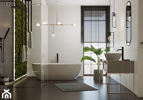 #AKCJAINSPIRACJA - Średnia z lustrem łazienka z oknem, styl minimalistyczny - zdjęcie od Ceramika Paradyż