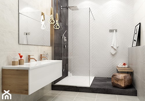 emilly-milio - Średnia bez okna z dwoma umywalkami łazienka, styl nowoczesny - zdjęcie od Ceramika Paradyż