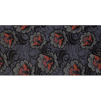 Ricoletta Nero inserto Kwiaty dekoracja ścienna 29,5x59,5 cm