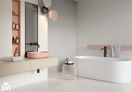 Motivo - Średnia bez okna z lustrem łazienka, styl skandynawski - zdjęcie od Ceramika Paradyż