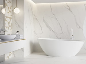 Calacatta - Mała bez okna z lustrem z marmurową podłogą łazienka, styl minimalistyczny - zdjęcie od Ceramika Paradyż