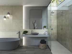 Roble - Średnia na poddaszu łazienka z oknem, styl minimalistyczny - zdjęcie od Ceramika Paradyż