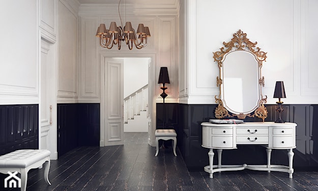 płytki drewnopodobne na podłodze w salonie w stylu klasycznym