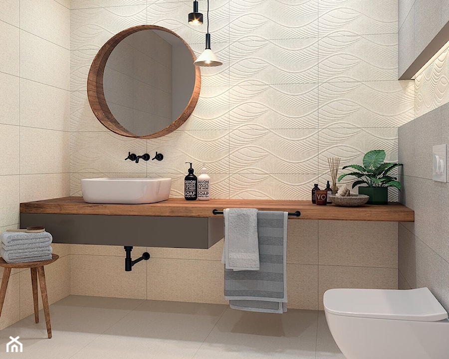 Symetry / Symetro - Średnia bez okna z lustrem łazienka, styl nowoczesny - zdjęcie od Ceramika Paradyż
