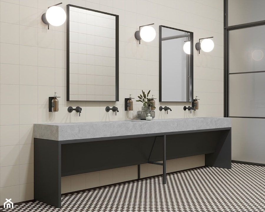 Modernizm - Duża bez okna z lustrem z dwoma umywalkami łazienka, styl minimalistyczny - zdjęcie od Ceramika Paradyż