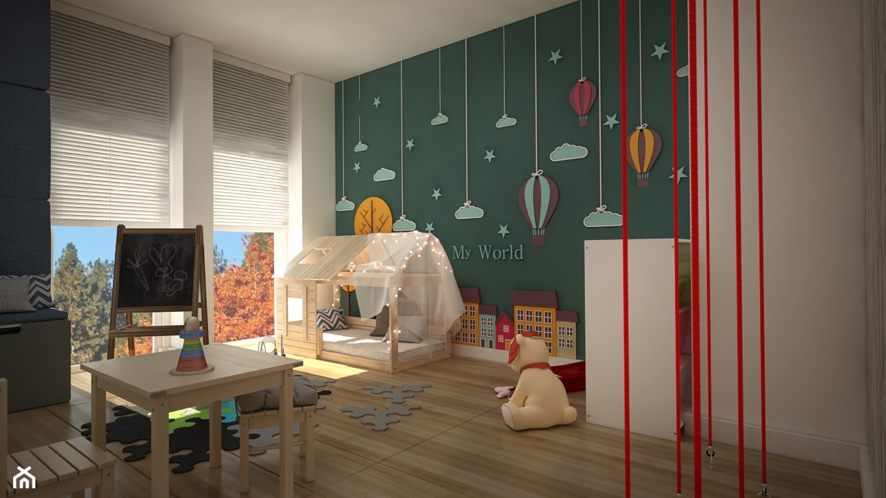pokój zabaw - Średni biały zielony pokój dziecka dla dziecka dla chłopca, styl skandynawski - zdjęcie od WNĘTRZOMANIA - Homebook
