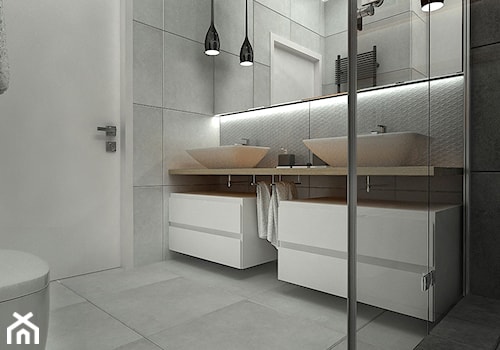 SŁOWIAŃSKI AKCENT - Średnia bez okna z dwoma umywalkami łazienka, styl nowoczesny - zdjęcie od WNĘTRZOMANIA