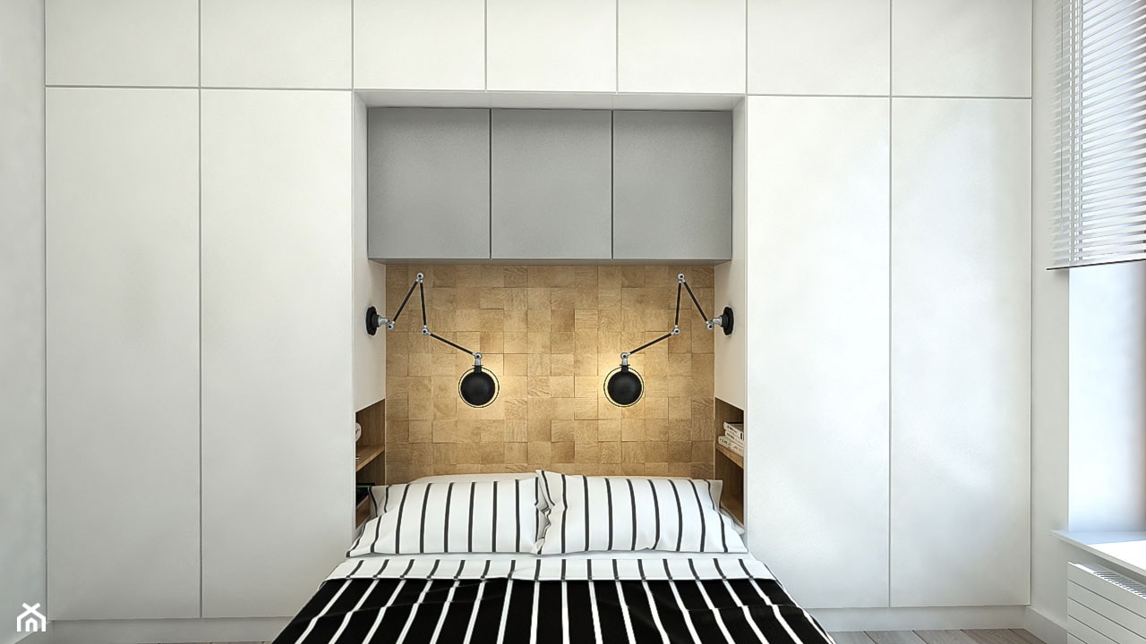 SŁOWIAŃSKI AKCENT - Mała biała sypialnia, styl skandynawski - zdjęcie od WNĘTRZOMANIA - Homebook