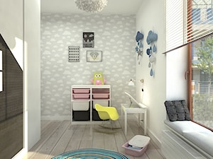 SŁOWIAŃSKI AKCENT - Średni biały szary pokój dziecka dla nastolatka dla chłopca dla dziewczynki, styl nowoczesny - zdjęcie od WNĘTRZOMANIA