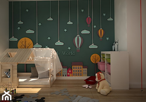 pokój zabaw - Średni biały zielony pokój dziecka dla dziecka dla dziewczynki, styl skandynawski - zdjęcie od WNĘTRZOMANIA