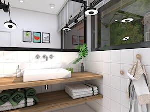 monster(a) in the bathroom - Mała na poddaszu łazienka z oknem, styl skandynawski - zdjęcie od WNĘTRZOMANIA