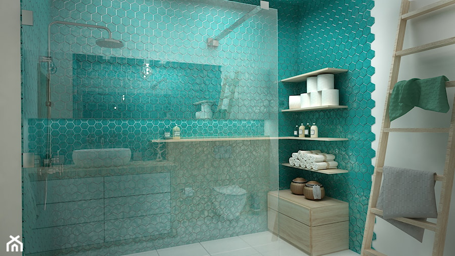 Heksagonalna łazienka - Mała łazienka, styl skandynawski - zdjęcie od WNĘTRZOMANIA