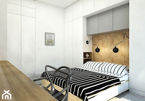 SŁOWIAŃSKI AKCENT - Średnia biała z biurkiem sypialnia, styl skandynawski - zdjęcie od WNĘTRZOMANIA