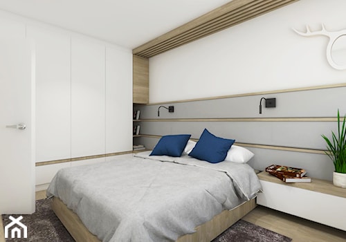 Grodzisk Mazowiecki 50m2 - Średnia biała szara sypialnia, styl nowoczesny - zdjęcie od TutajConcept