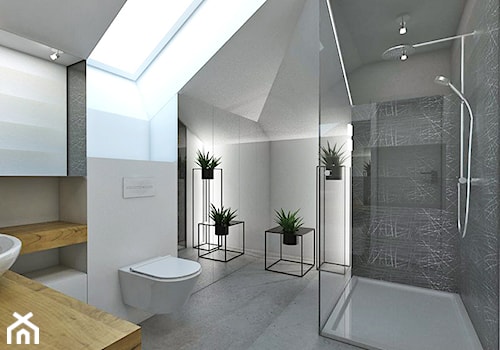 Zalesie Dolne I - Duża na poddaszu łazienka z oknem, styl nowoczesny - zdjęcie od TutajConcept