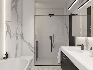 Bohema 70m2 - Średnia bez okna z lustrem z punktowym oświetleniem łazienka, styl nowoczesny - zdjęcie od TutajConcept