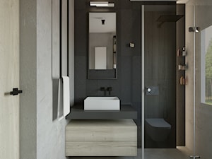 Dom o pow. 90m2 - Mała z lustrem łazienka z oknem, styl industrialny - zdjęcie od TutajConcept