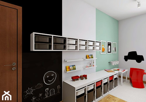 POKÓJ DLA CHŁOPCA - Średni biały czarny miętowy pokój dziecka dla dziecka dla chłopca, styl nowoczesny - zdjęcie od TutajConcept