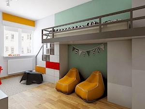 POKÓJ DLA CHŁOPCA - Średni biały miętowy pokój dziecka dla dziecka dla chłopca, styl nowoczesny - zdjęcie od TutajConcept