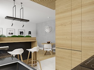 Warszawa, PARK LEŚNY - Średnia otwarta biała kuchnia w kształcie litery u, styl nowoczesny - zdjęcie od TutajConcept