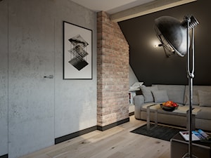 Dom o pow. 90m2 - Średnia czarna szara sypialnia na poddaszu, styl industrialny - zdjęcie od TutajConcept