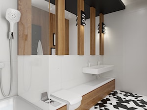 Podkowa Leśna - Średnia bez okna z dwoma umywalkami z punktowym oświetleniem łazienka, styl nowoczesny - zdjęcie od TutajConcept