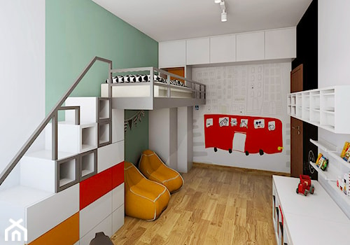 POKÓJ DLA CHŁOPCA - Średni biały czarny miętowy szary pokój dziecka dla dziecka dla chłopca, styl nowoczesny - zdjęcie od TutajConcept