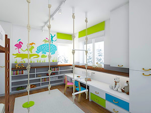 POKÓJ DLA RODZEŃSTWA - Duży biały pokój dziecka dla dziecka dla rodzeństwa, styl nowoczesny - zdjęcie od TutajConcept