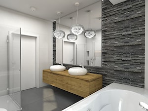 Zalesie Dolne I - Duża z dwoma umywalkami z punktowym oświetleniem łazienka, styl nowoczesny - zdjęcie od TutajConcept