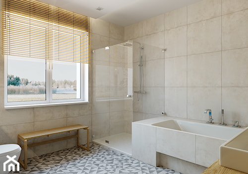 Średnia łazienka z oknem, styl nowoczesny - zdjęcie od TutajConcept