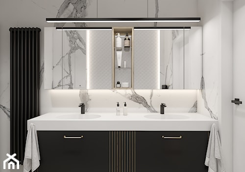 Bohema 70m2 - Średnia bez okna z dwoma umywalkami łazienka, styl nowoczesny - zdjęcie od TutajConcept