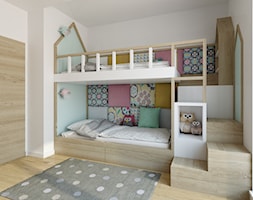 Wilanów - 100m2 - Średni biały miętowy z panelami tapicerowanymi pokój dziecka dla dziecka dla dziew ... - zdjęcie od TutajConcept - Homebook