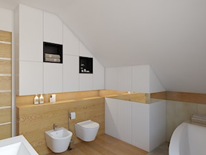 Ossów - Średnia duża na poddaszu bez okna łazienka z oknem, styl nowoczesny - zdjęcie od TutajConcept