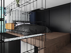 MINImum powierzchni, MAXImum funkcjonalności - Kawalerka - Średnia czarna szara sypialnia na poddaszu, styl nowoczesny - zdjęcie od Beata Wyrzycka