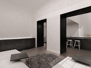 Łódzki loft - Średni biały salon z jadalnią, styl minimalistyczny - zdjęcie od mess architects