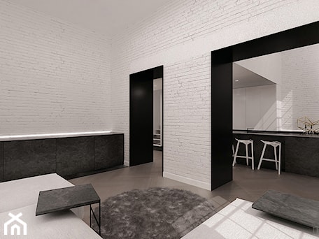 Aranżacje wnętrz - Salon: Łódzki loft - Średni biały salon z jadalnią, styl minimalistyczny - mess architects. Przeglądaj, dodawaj i zapisuj najlepsze zdjęcia, pomysły i inspiracje designerskie. W bazie mamy już prawie milion fotografii!