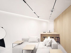 Projekt mieszkania typu studio - Mały biały salon z jadalnią, styl minimalistyczny - zdjęcie od mess architects