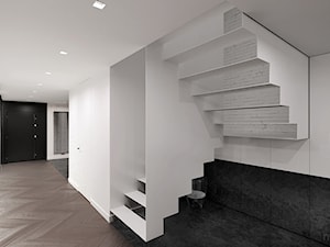 Łódzki loft - Schody dwubiegowe metalowe, styl minimalistyczny - zdjęcie od mess architects