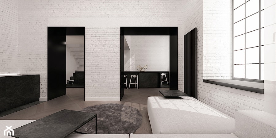 Łódzki loft - Średni biały salon, styl minimalistyczny - zdjęcie od mess architects