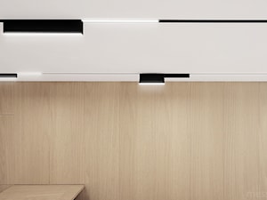 Projekt mieszkania typu studio - Mały biały brązowy salon, styl minimalistyczny - zdjęcie od mess architects