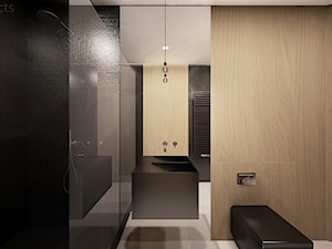 Projekt mieszkania typu studio - Średnia na poddaszu bez okna z lustrem łazienka, styl minimalistyczny - zdjęcie od mess architects