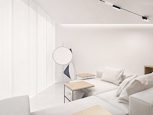 Projekt mieszkania typu studio - Średni biały salon z jadalnią, styl minimalistyczny - zdjęcie od mess architects