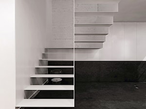Łódzki loft - Schody dwubiegowe metalowe, styl minimalistyczny - zdjęcie od mess architects