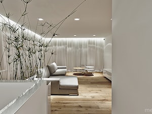 Projekt wnętrza domu pod Łodzią - Średni biały salon, styl nowoczesny - zdjęcie od mess architects