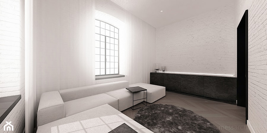 Łódzki loft - Salon, styl minimalistyczny - zdjęcie od mess architects