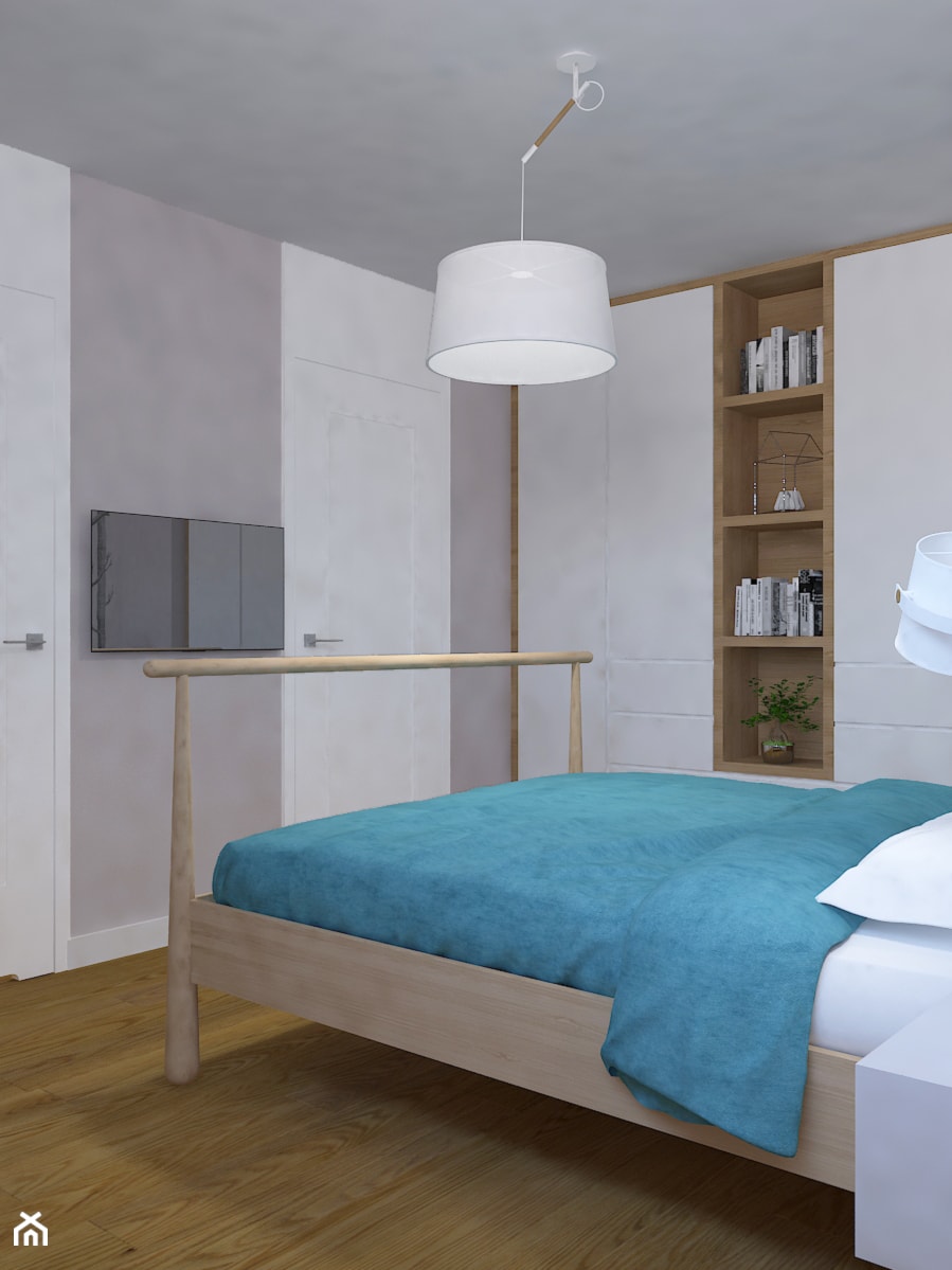 Dom w Smardzewicach - Średnia biała szara sypialnia, styl skandynawski - zdjęcie od Design Factory Studio Projektowe